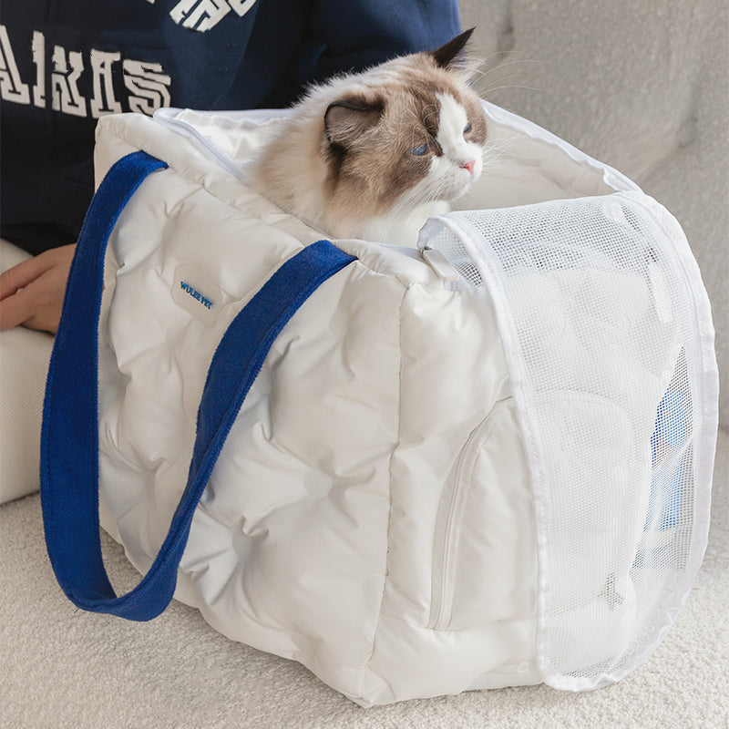 Pet Bag Portable Shoulder Bag Handbag Fashion blue and white colour Dog/Cat bag