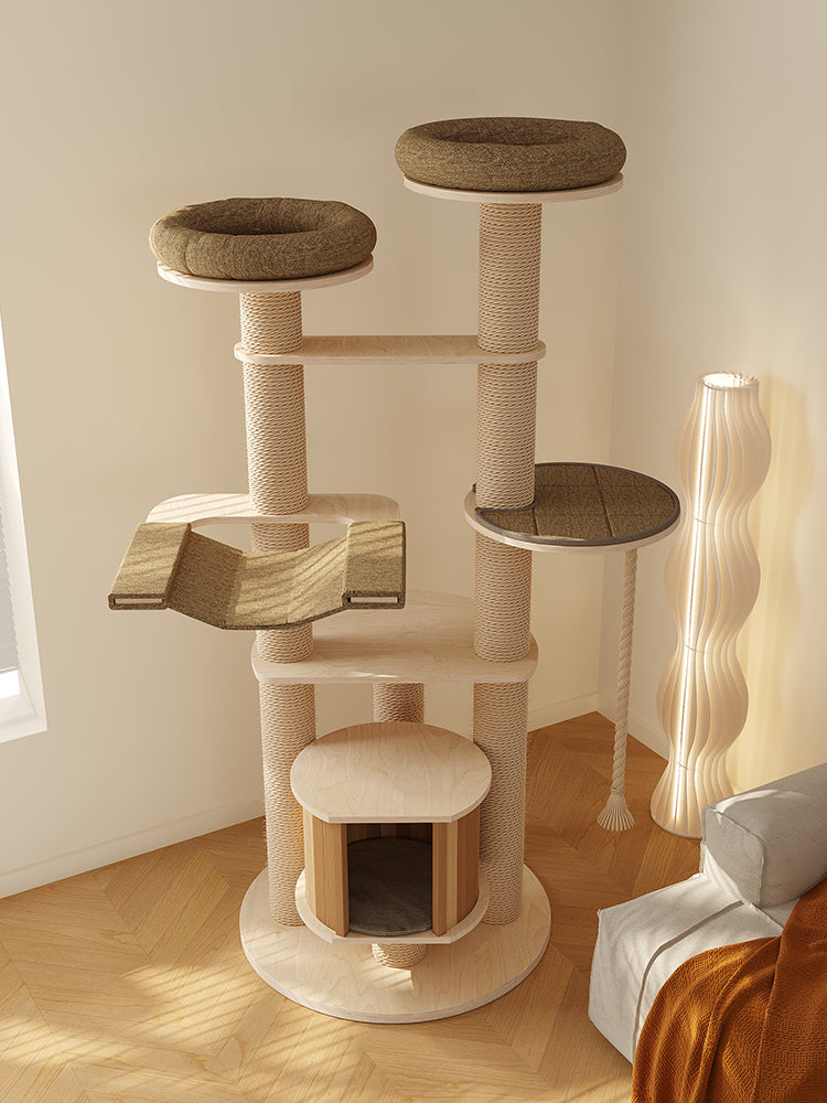 Solid Wood Cat Climbing shelf cat toy Scratching Post