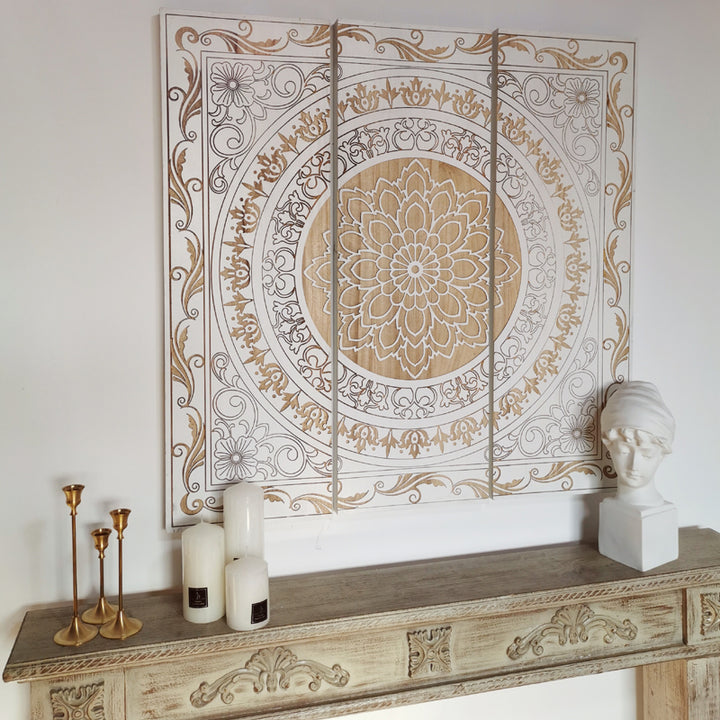 Moroccan-style retro living room bedroom sofa background wall wall hanging decorative paintings  S$206 White carving