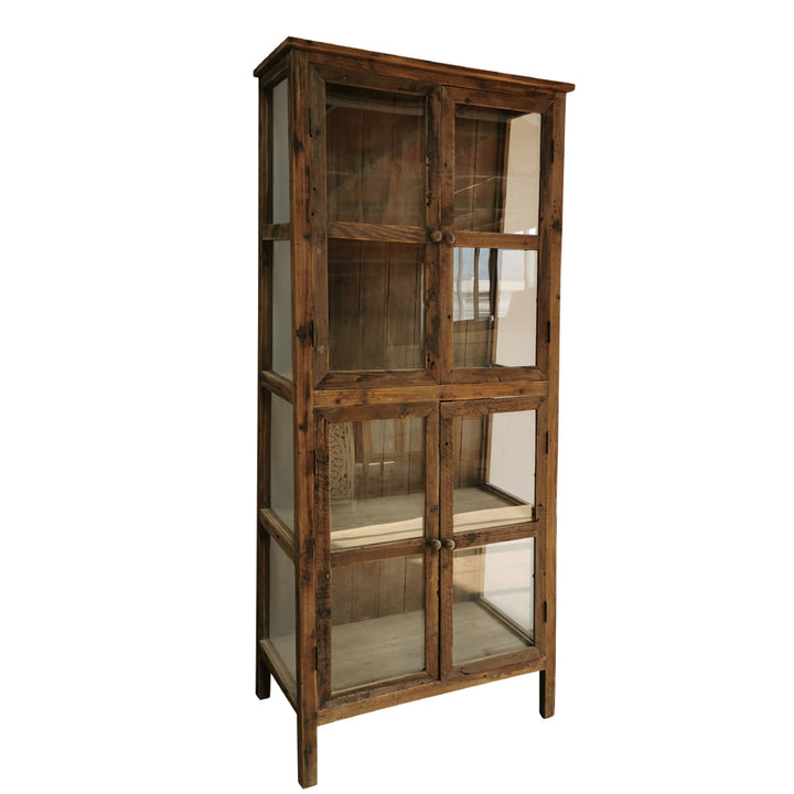 Vintage solid wood dining side cabinet Glass display cabinet Storage cupboard bowls cups and saucers storage cabinet