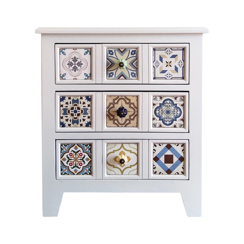 American Mediterranean Style drawer Solid wood bedside table storage cabinet