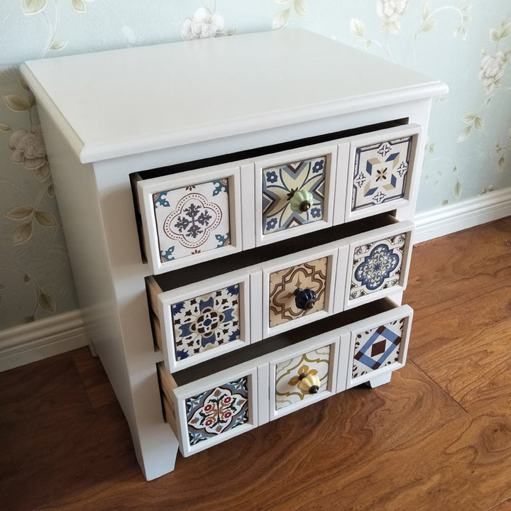 American Mediterranean Style drawer Solid wood bedside table storage cabinet