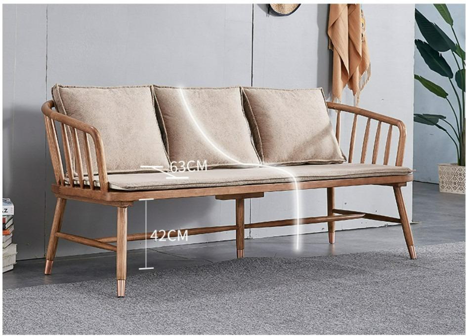 Solid Wood Sofa with Cushion