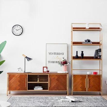 Rustic Herringbone TV Console