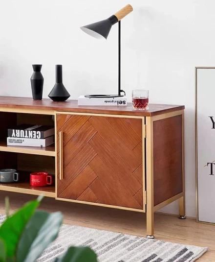 Rustic Herringbone TV Console