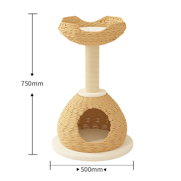 Rattan cat climbing rack cat tree tower cat scratcher cat villa