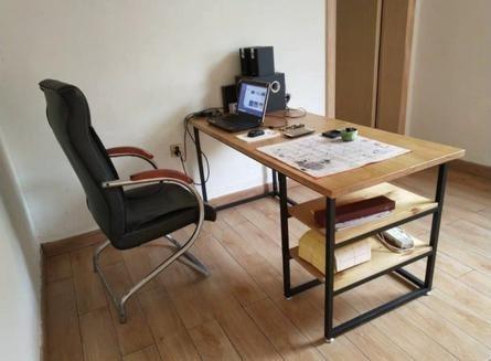 Industrial Solid Wood Study Table