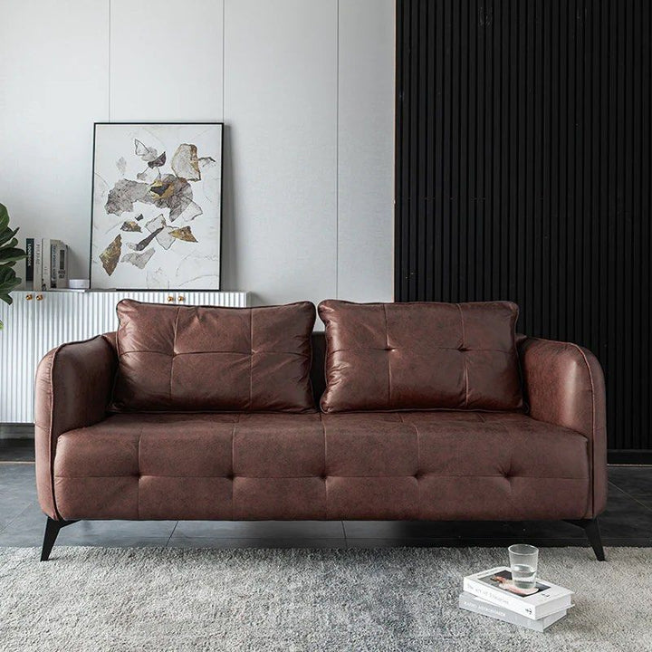 Faux Leather Square Arm Sofa