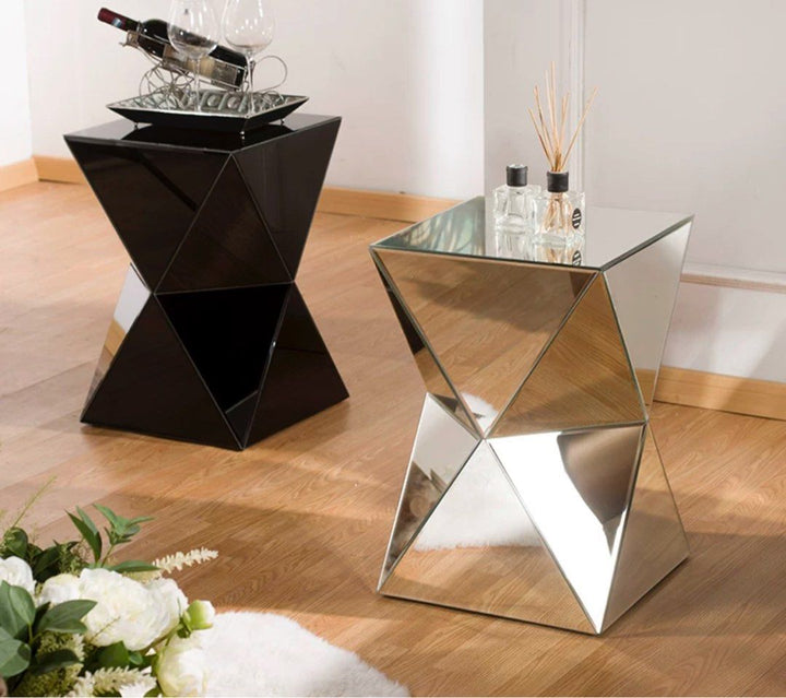 Mirrored Prism Side Table