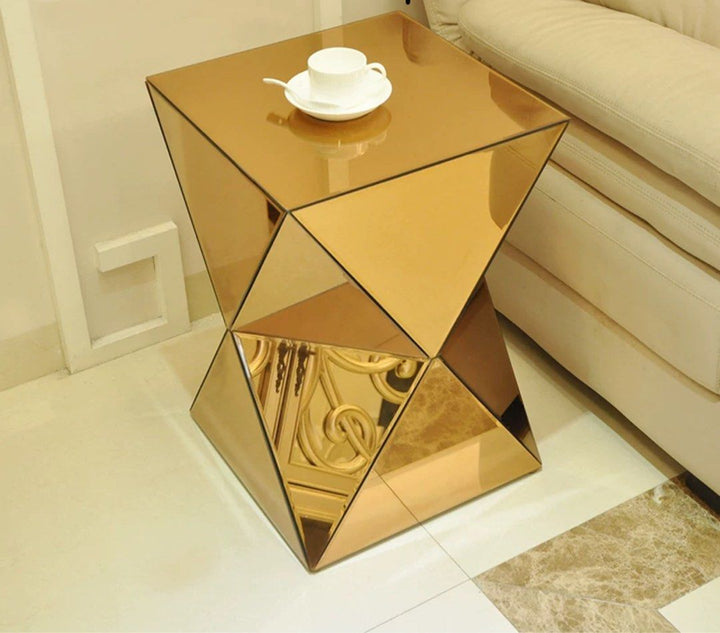 Mirrored Prism Side Table