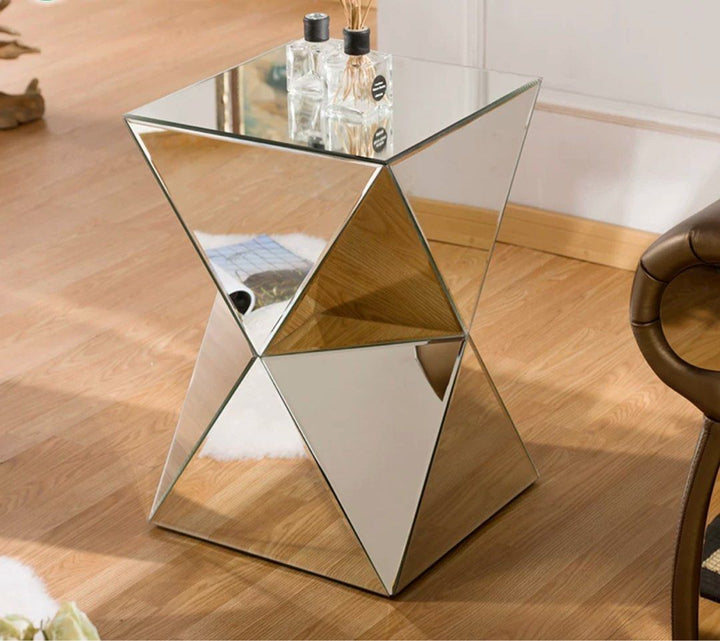 Mirrored Prism Side Table