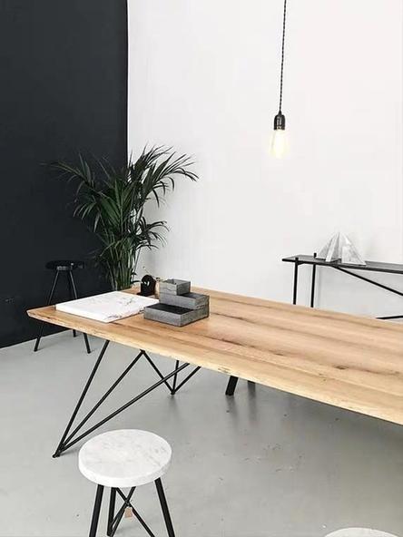 Modern Industrial Ultra Slim Solid Wood Dining Table