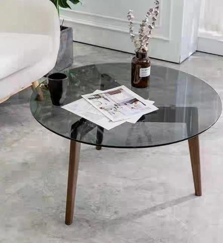 ARABELLA Round Glass Solid Wood Coffee Table