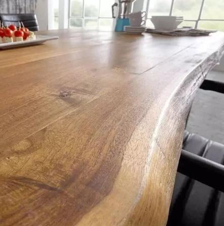 Modern Industrial Solid Wood Dining Table live Edge Natural