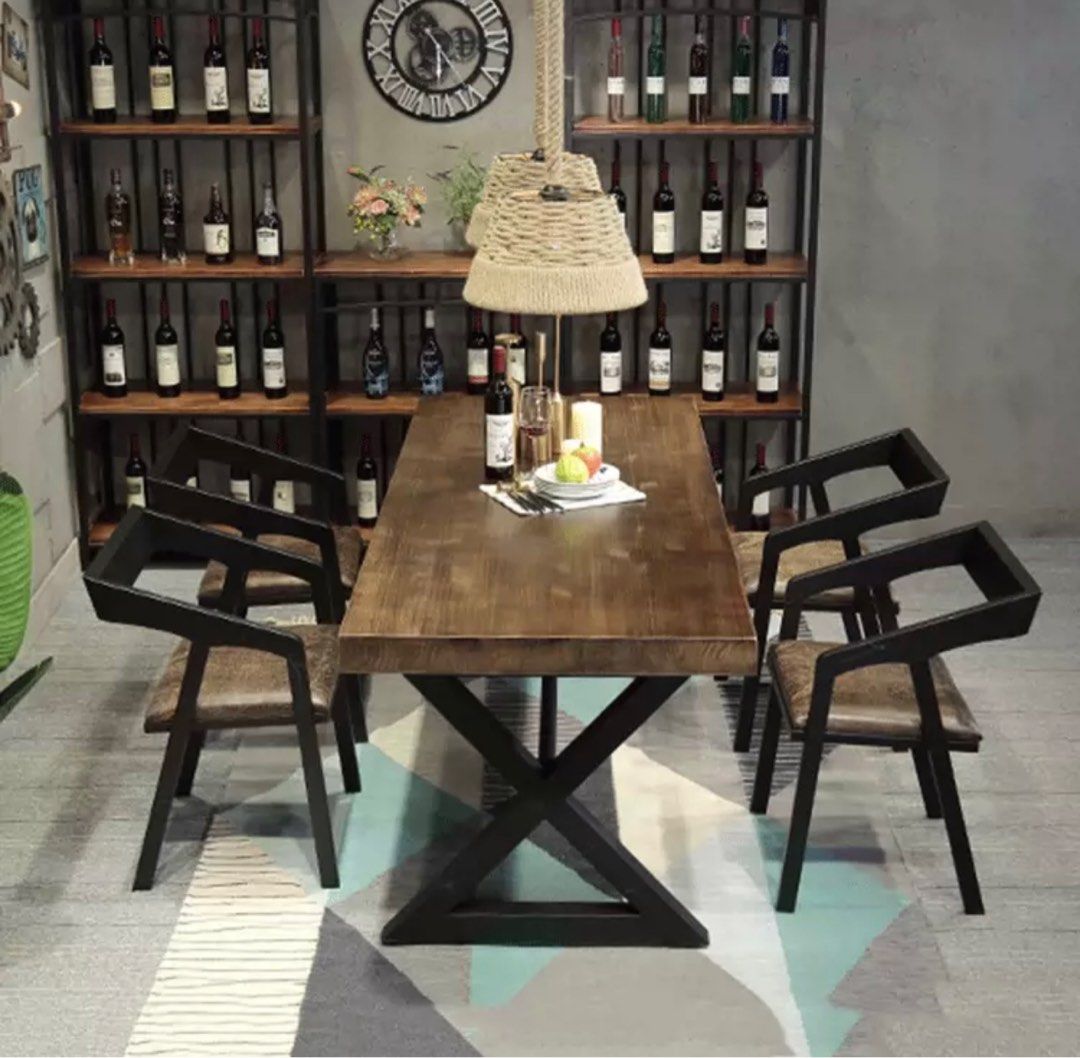 Industrial Solid Wood Dining Table