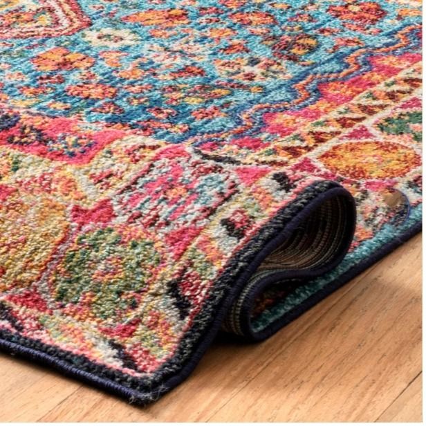 Bohemian Power Loom Performance Blue Rug