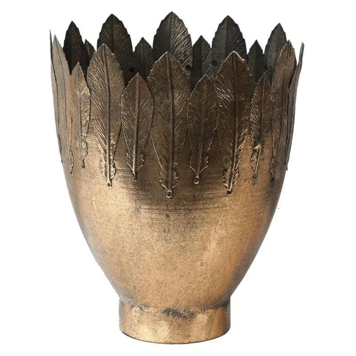 Brushed Off Brass Metal Vase