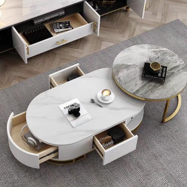 Modern Nesting Coffee Table with Drawers