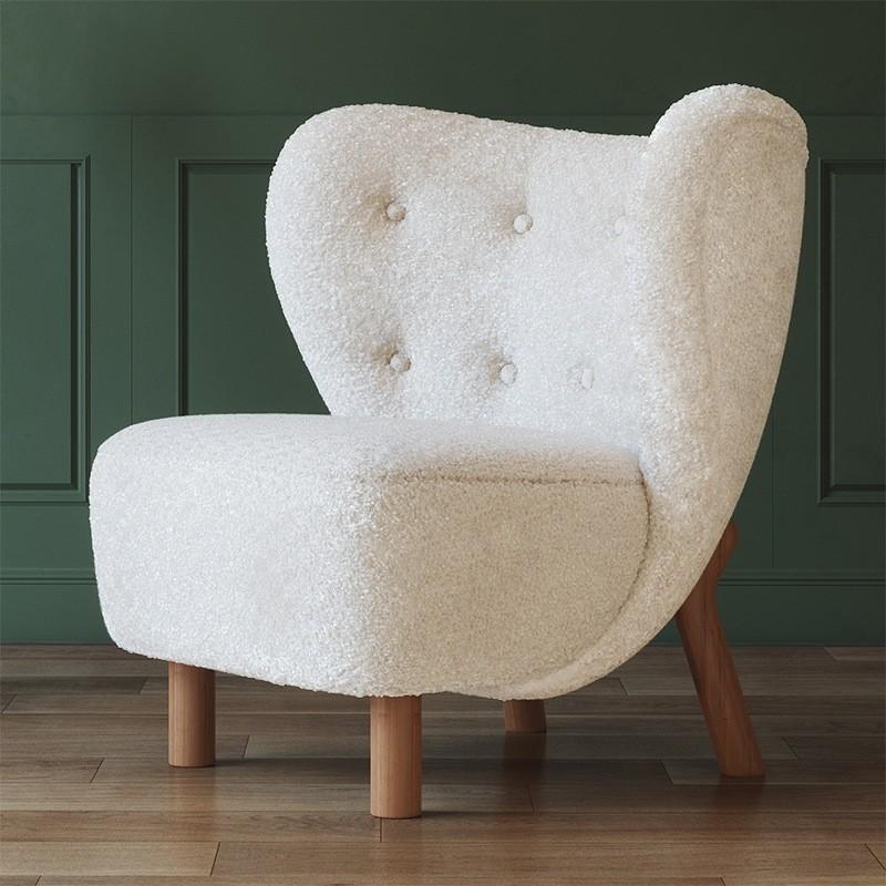 Modern Accent Comfy Chair / Wool Lazy Boucle Chair