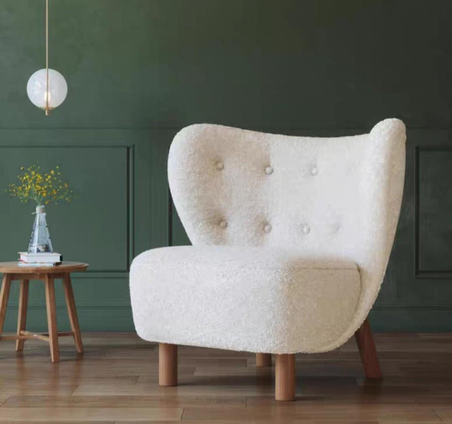 Modern Accent Comfy Chair / Wool Lazy Boucle Chair