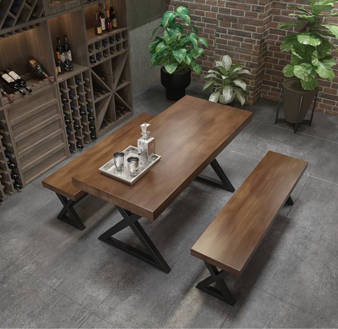 Industrial Solid Wood Dining Table