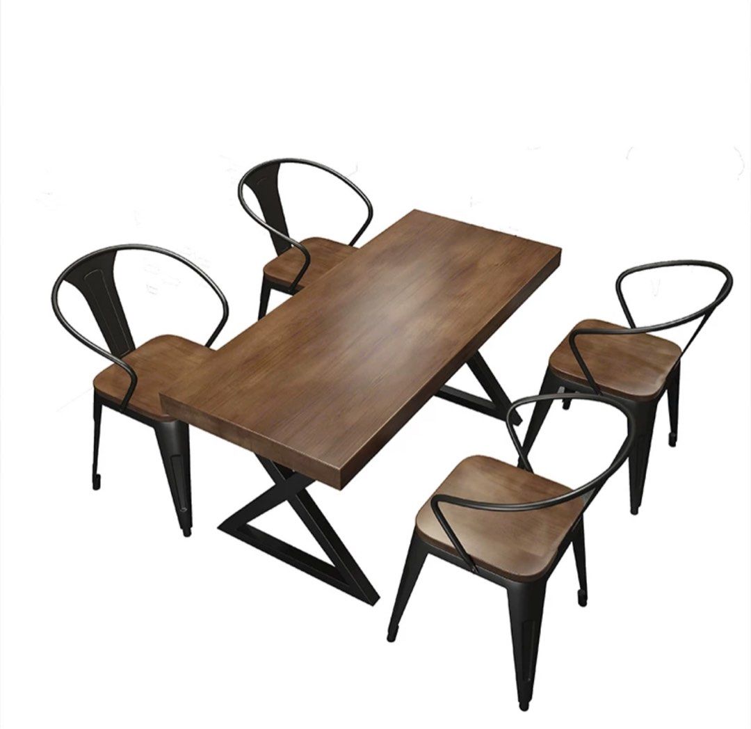 Industrial Solid Wood Dining Table