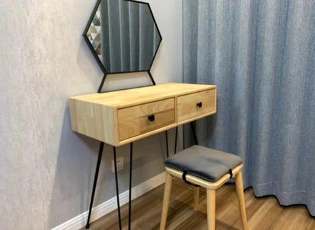 Vintage Scandi Solid Wood Vanity Table Set