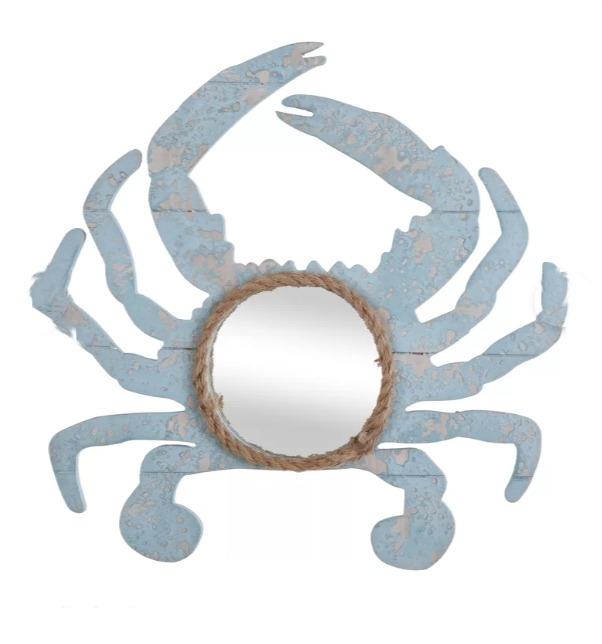Crab shape wood mirror
