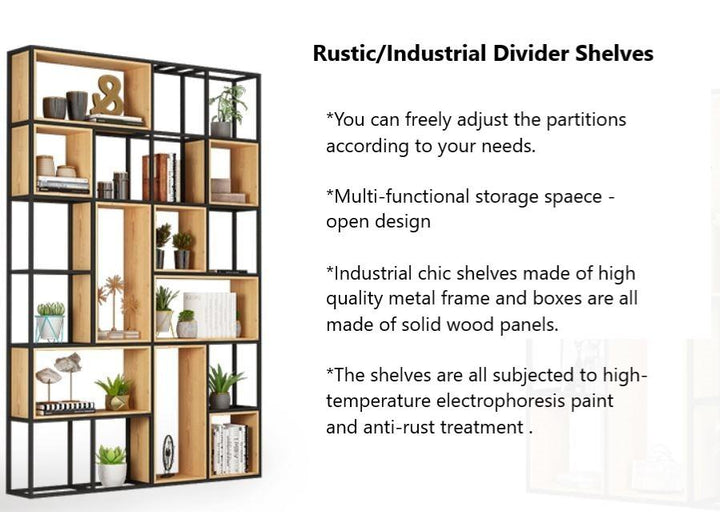 ndustrial  Wood Metal Shelf Partitions - Divider