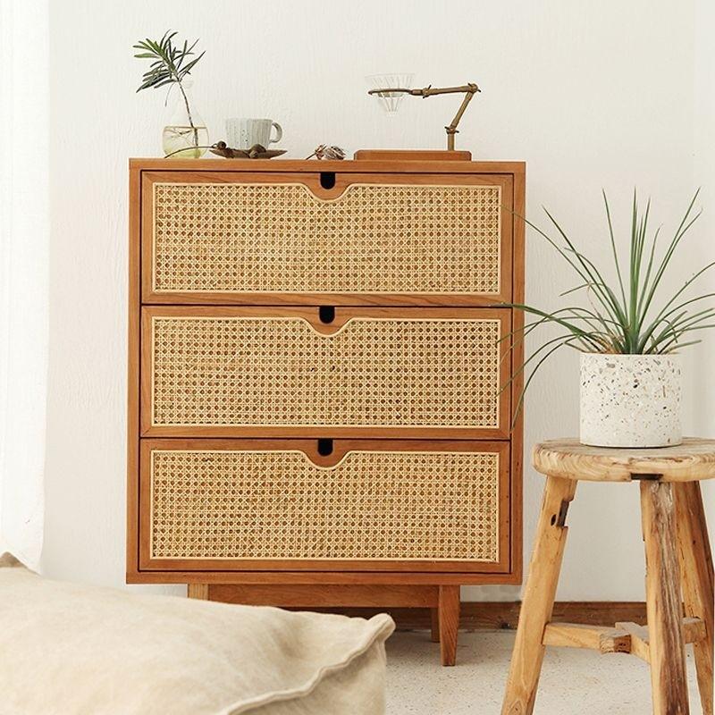 Rustic Rattan Chest of Drawers / Cabinet