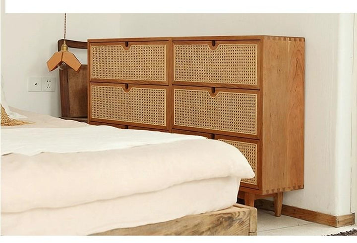 Rustic Rattan Chest of Drawers / Cabinet