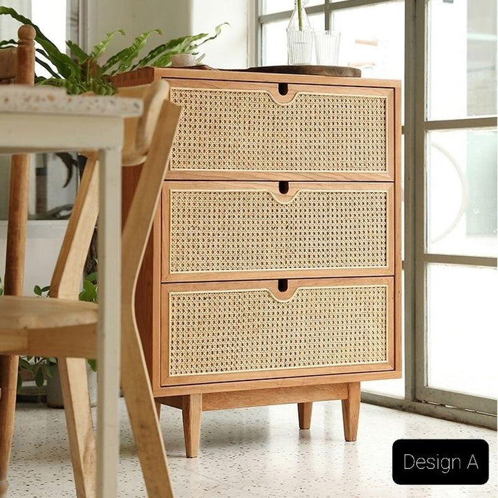 Rustic Rattan Chest of Drawers / Cabinet