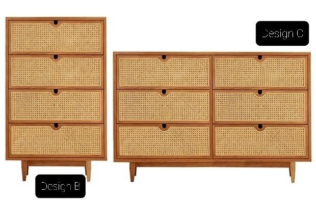 Rustic Rattan Chest of Drawers / Cabinet