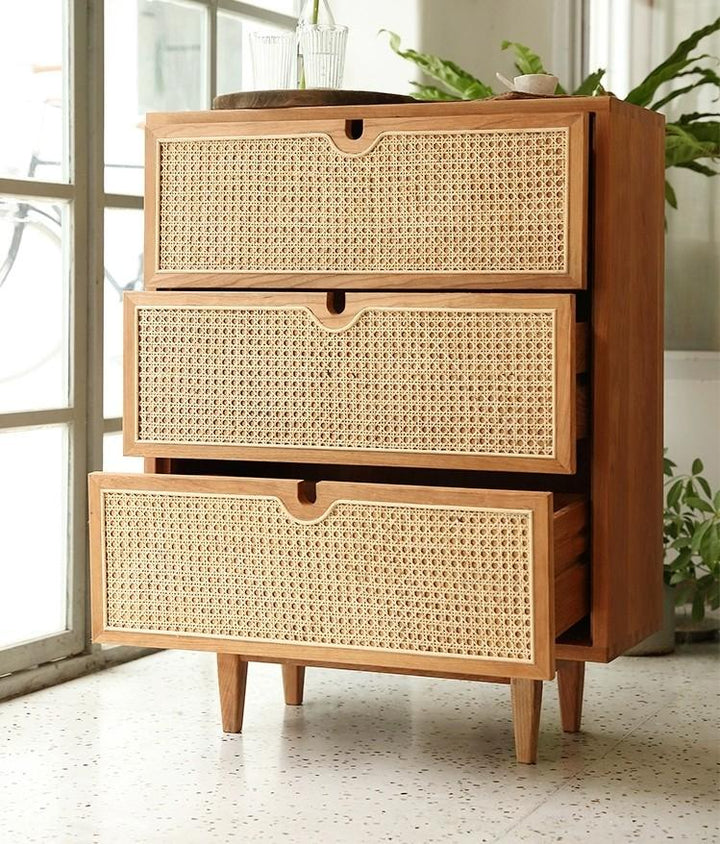 Rustic Rattan Chest of Drawers / Cabinet