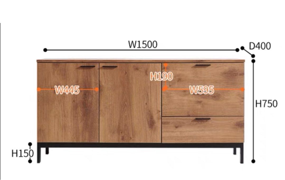 Industrial Solid Wood Sideboard