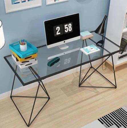 ELEANOR Tempered Glass Wire Frame Writing Office Table