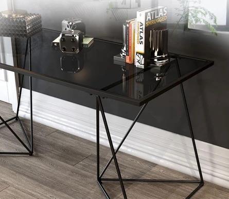 ELEANOR Tempered Glass Wire Frame Writing Office Table