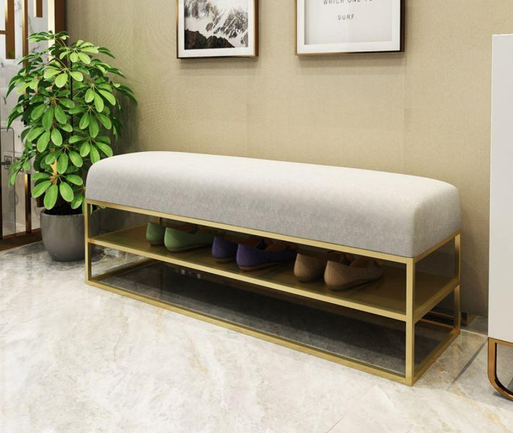 Entryway Sofa Cushion Bench _ Changing Shoe with Rack