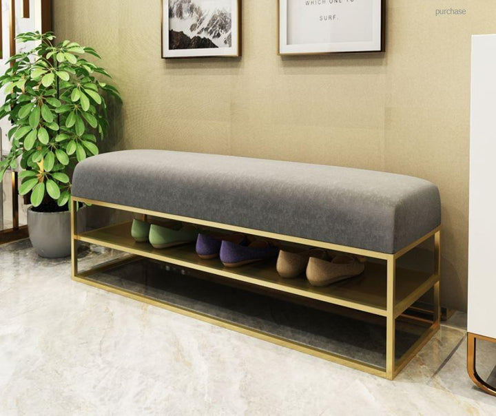 Entryway Sofa Cushion Bench _ Changing Shoe with Rack