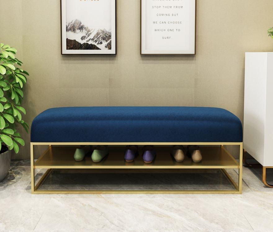 Entryway Sofa Cushion Bench _ Changing Shoe with Rack