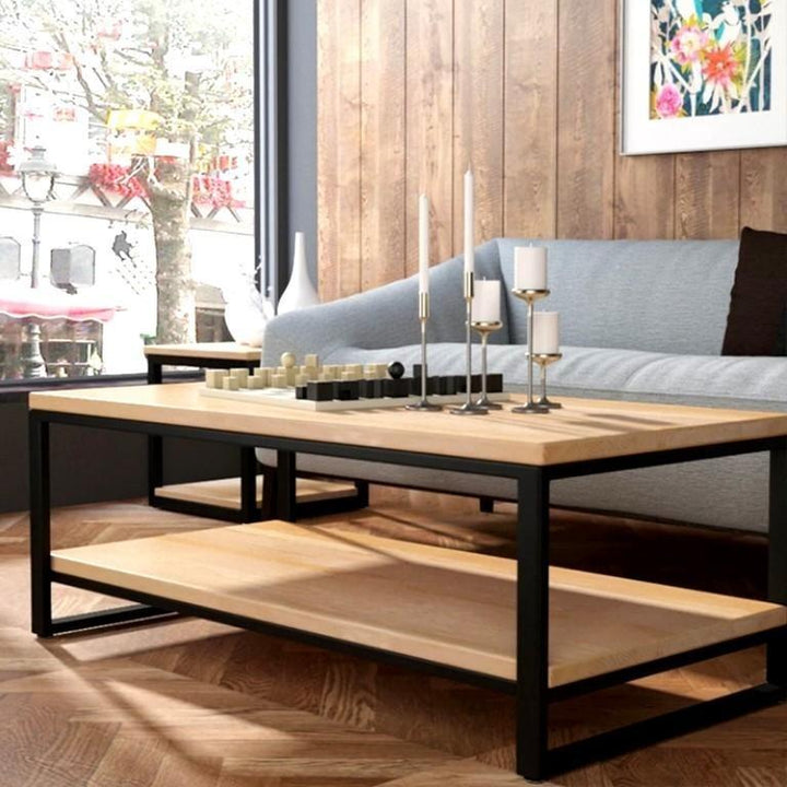 EVERLY Scandi Minimalist Solid Wood Coffee Table