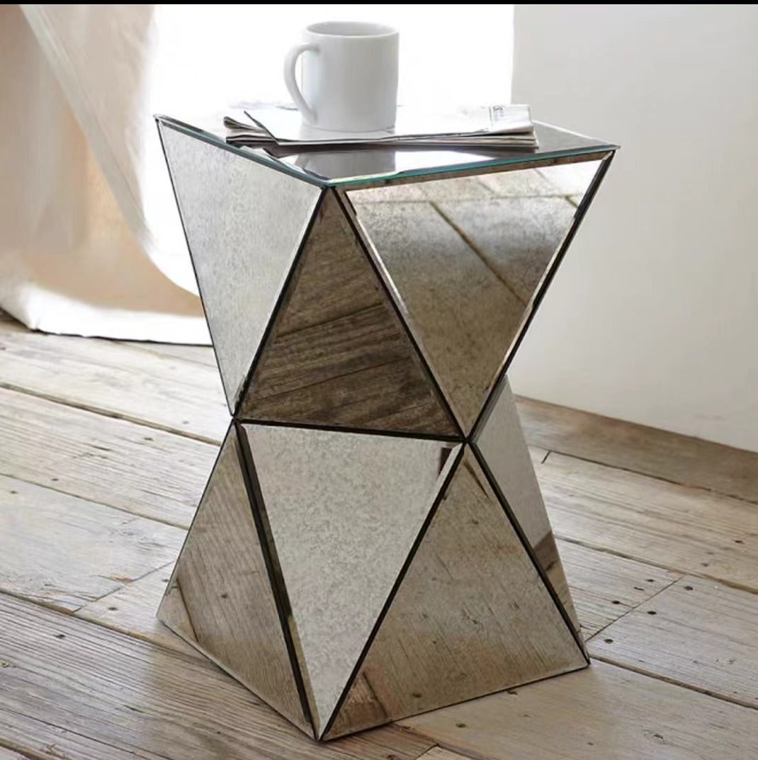 Mirrored Prism Side Table