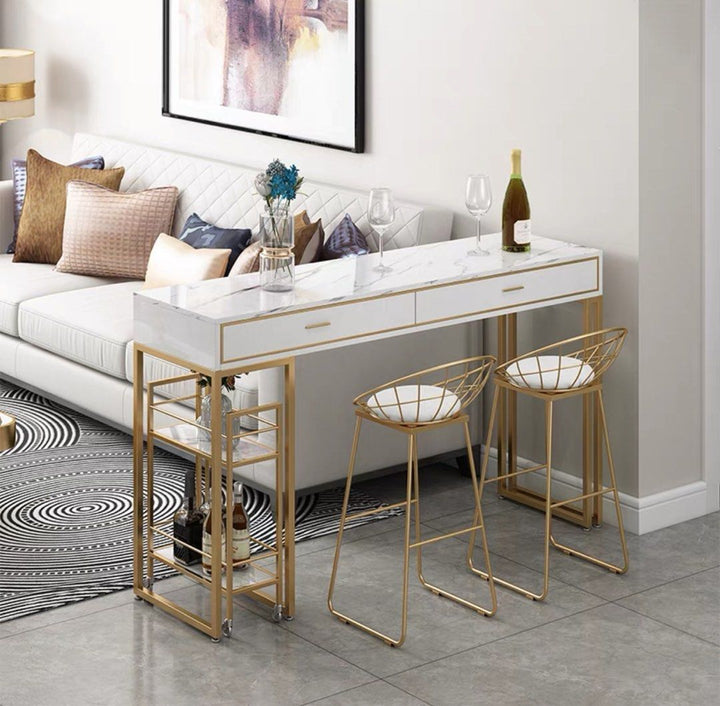 Marble Bar Table With Bar Cart