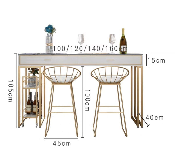 Marble Bar Table With Bar Cart