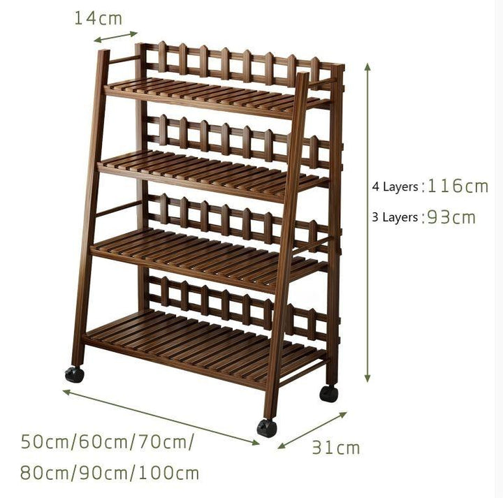 FLORA Wooden Plant  Display Rack_Shelf with Wheels