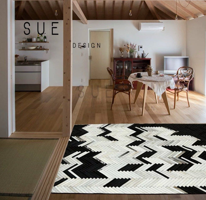 Modern Cowhide Leather Rug