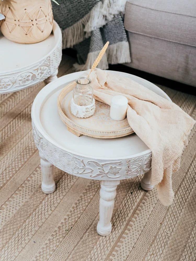 French White Tray Top End Table
