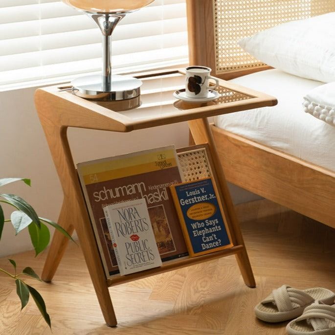 Modern Solid Wood End Table Lamp Stand