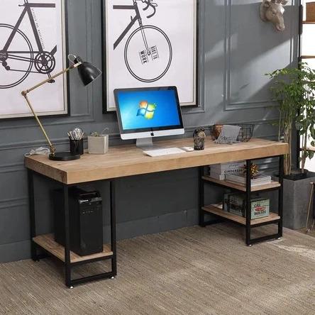 Modern Industrial Solid Wood Office Table