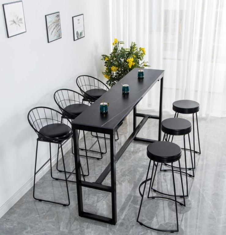 Modern Marble Slate Bar Table & Stool